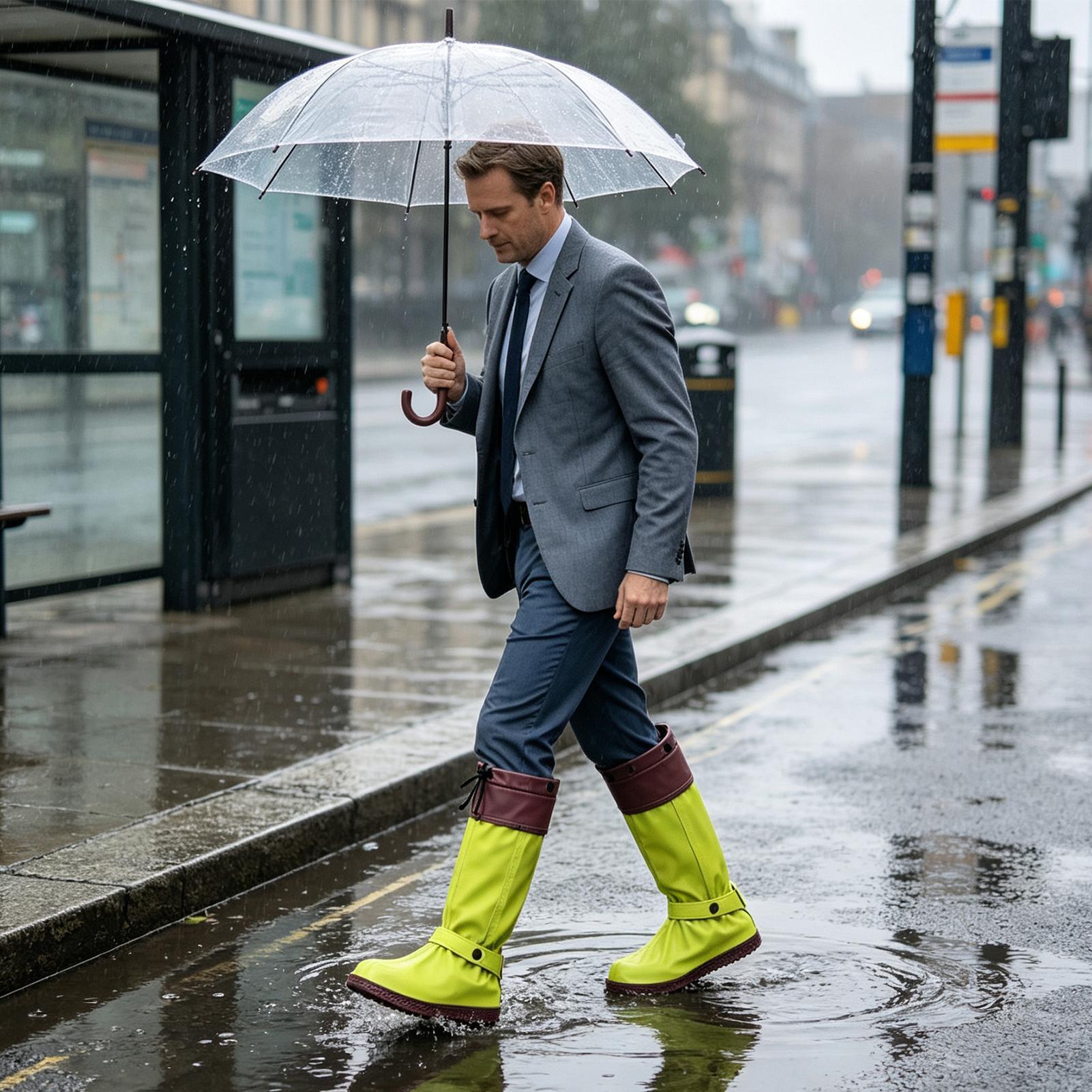 Cycling Commute Rain - Yağmurluk Ayakkabı Kılıfları, Fermuarlı, Yeniden Kullanılabilir,